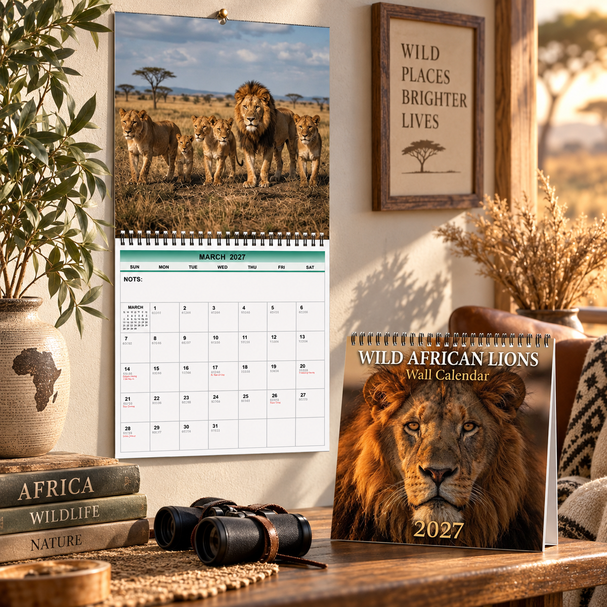 Wild African Lions 2027 Wall Calendar – 12-Month Wildlife Calendar, Epic Savanna Lion Photography Hanging Planner for Safari & Animal Lovers