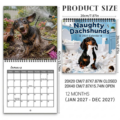 🐶Naughty Dachshunds 2027 Wall Calendar – 12 Months of Mischief, Mayhem & Sausage Dog Smiles