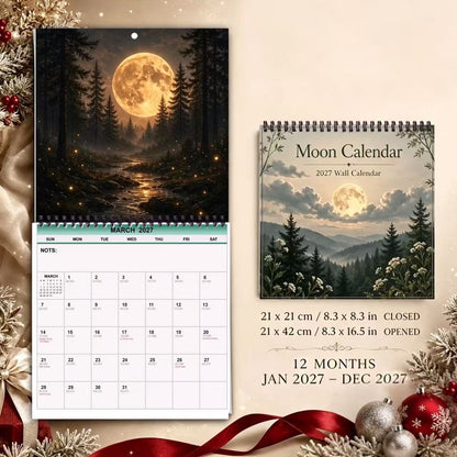 Moon Calendar 2027 Wall Calendar – 12-Month Mystical Moon Phase Calendar, Celestial Lunar Planner for Moon Lovers & Nature Enthusiasts
