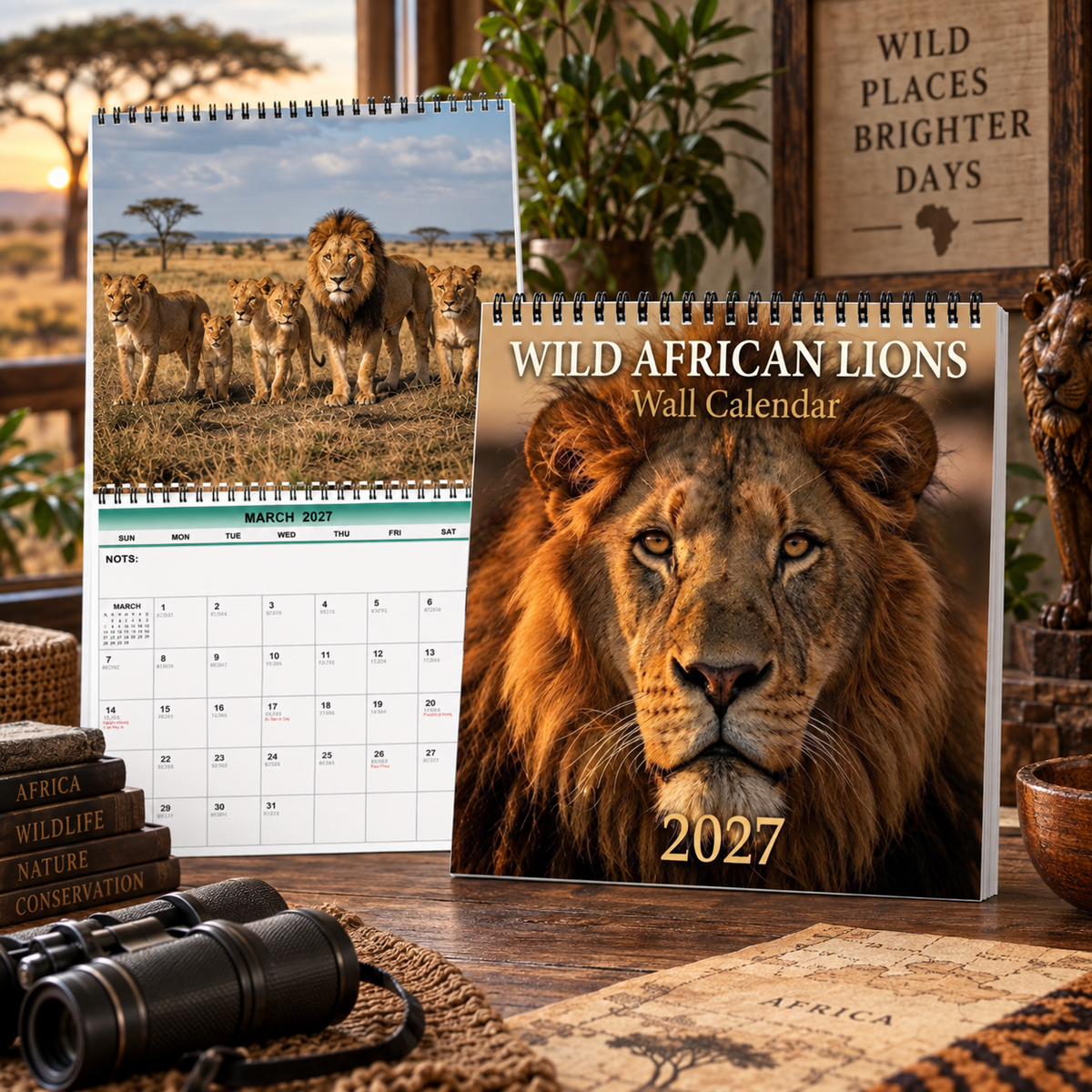 Wild African Lions 2027 Wall Calendar – 12-Month Wildlife Calendar, Epic Savanna Lion Photography Hanging Planner for Safari & Animal Lovers