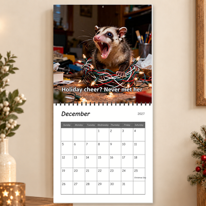Screaming Possums 2027 Wall Calendar – 12-Month Funny Relatable Calendar, Chaotic Life Humor Hanging Planner for Office, Home & Gag Gift