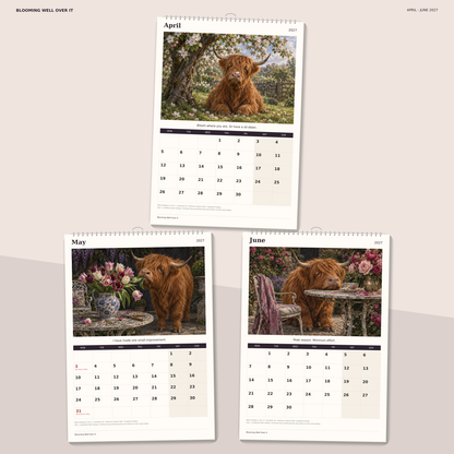 🔥Blooming Well Over It 2027 A4 Wall Calendar - Funny Highland Cows