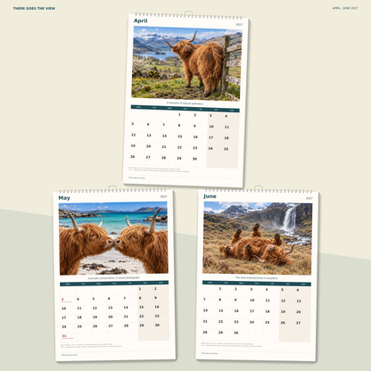 🔥There Goes the View 2027 A4 Wall Calendar - Funny Highland Cows