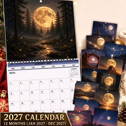 Moon Calendar 2027 Wall Calendar – 12-Month Mystical Moon Phase Calendar, Celestial Lunar Planner for Moon Lovers & Nature Enthusiasts
