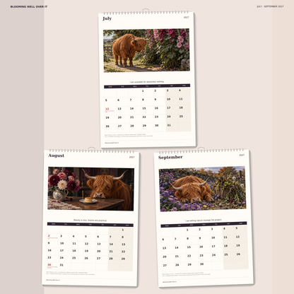 🔥Blooming Well Over It 2027 A4 Wall Calendar - Funny Highland Cows