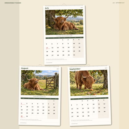 🔥Unreasonably Pleased 2027 A4 Wall Calendar - Funny Highland Cows