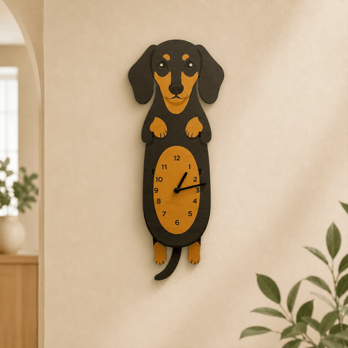 Swing Tail Dachshund Wooden Wall Clock 🐶