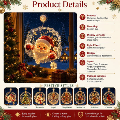 ✨⏳ Last Day 49% OFF – 🎄Lighted Christmas Window Decoration with Suction Cup | Warm LED Window Light with Double-Layer Design & Multiple Festive Styles ✨