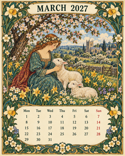 🌿 A Year of Timeless Days 2027 Wall Calendar – Storybook Gardens & Country Charm ：Afternoon tea, changing seasons and the beauty of unhurried days.