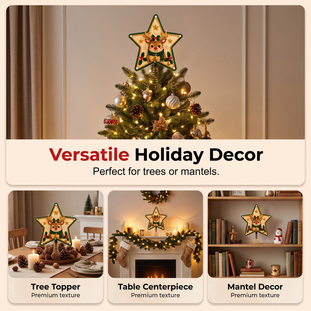 🎉 Pearl Diamond Art Christmas Tree Topper DIY Kit