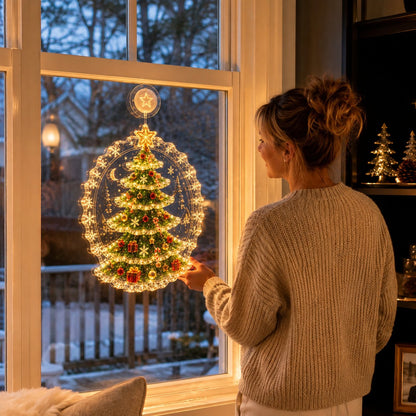 ✨⏳ Last Day 49% OFF – 🎄Lighted Christmas Window Decoration with Suction Cup | Warm LED Window Light with Double-Layer Design & Multiple Festive Styles ✨