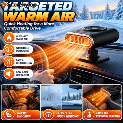 ❄️ 12V Portable Car Heater & Windshield Defogger – Adjustable Warm Air Fan