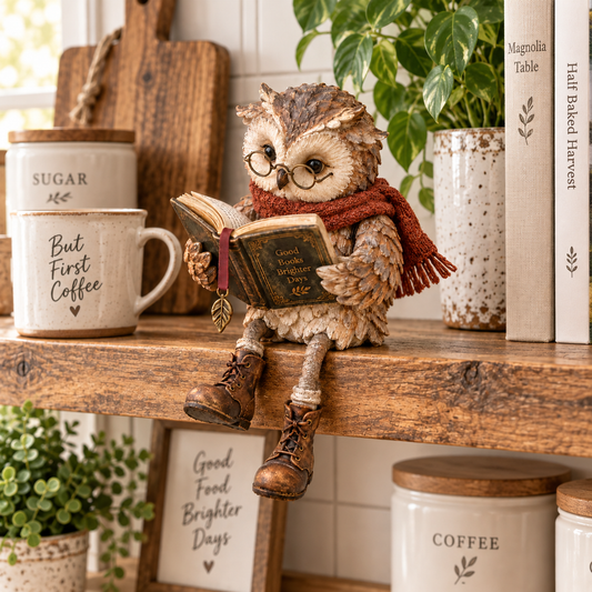 🦉Reading Owl Figurine – Cosy Bookshelf Decor for Book Lovers