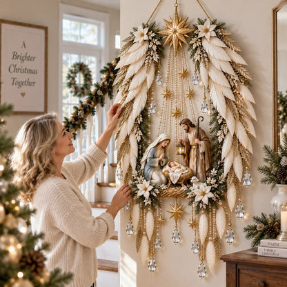 ✨Last Day 49% OFF✨✝️ Angel Wings Faith Nativity™ – Lighted Holy Birth Wall Decor