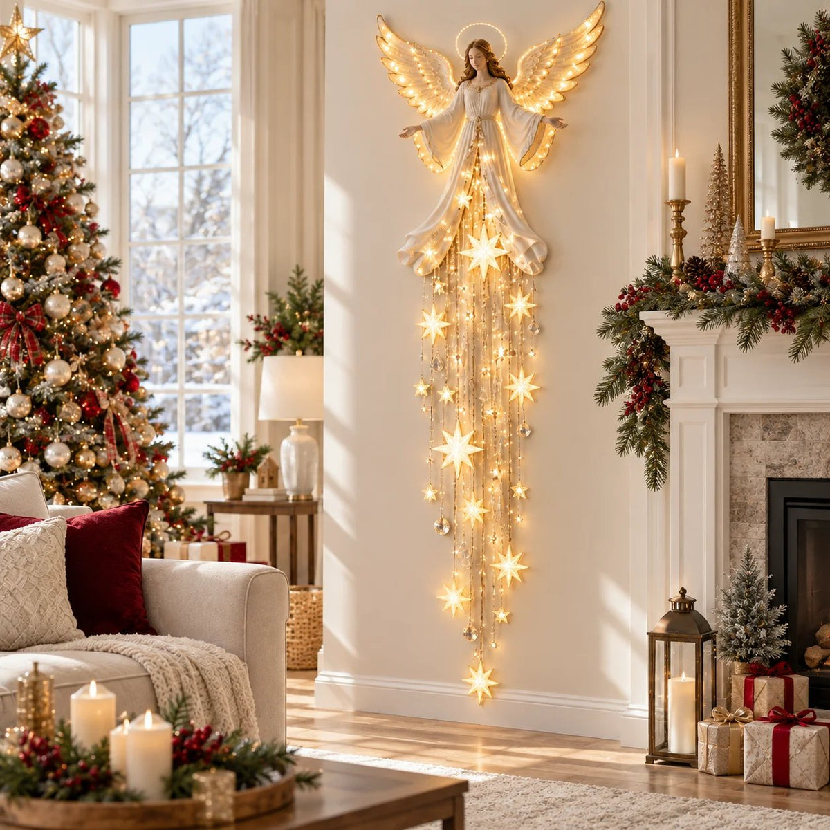 🔥Buy 2 Get Free Shipping🔥Angel Blessing Starfall Wall Light – Heavenly Christmas Wall Decor