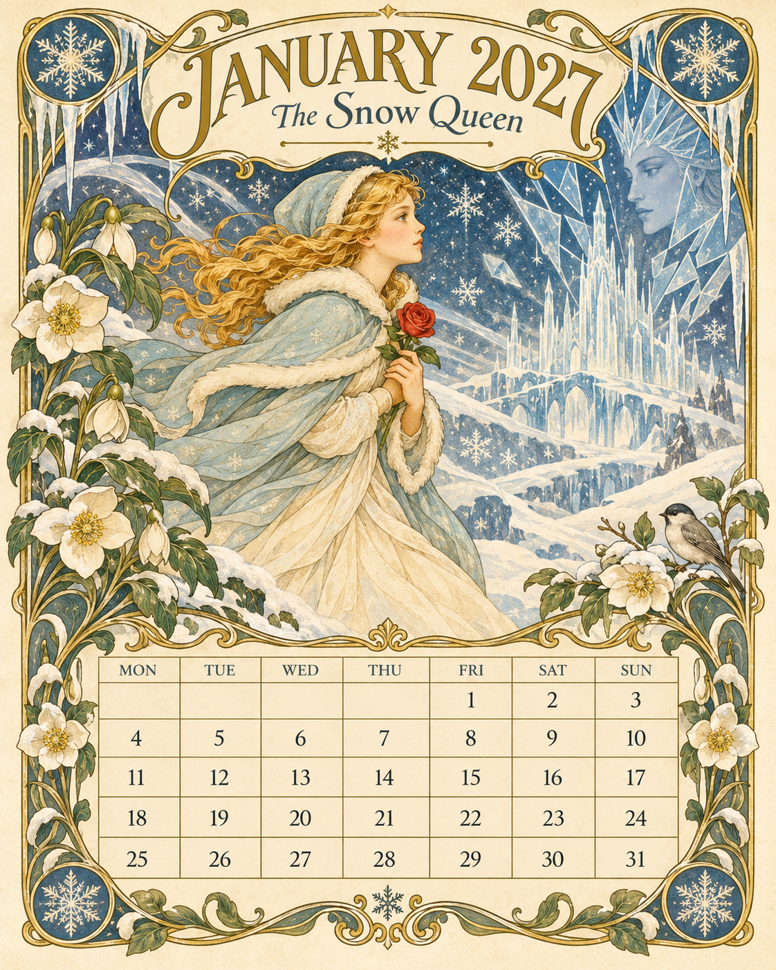 📖 Andersen Fairy Tales 2027 Wall Calendar – A Year of Storybook Wonder