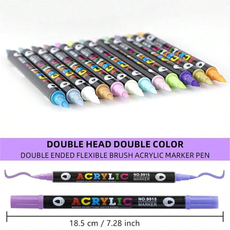 🎨Last Day Only￡8.99! 🔥 Dual Tip Acrylic Paint Pen Marker - 24/48/72 Colors