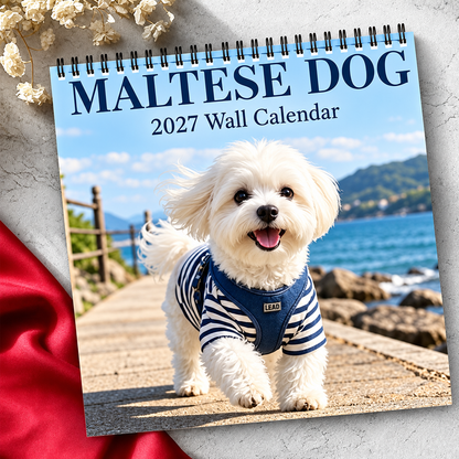 Maltese Dog 2027 Wall Calendar – Cute Bichon Maltese Calendar, Seaside & Home Style Dog Decor, Gift for Dog Lovers