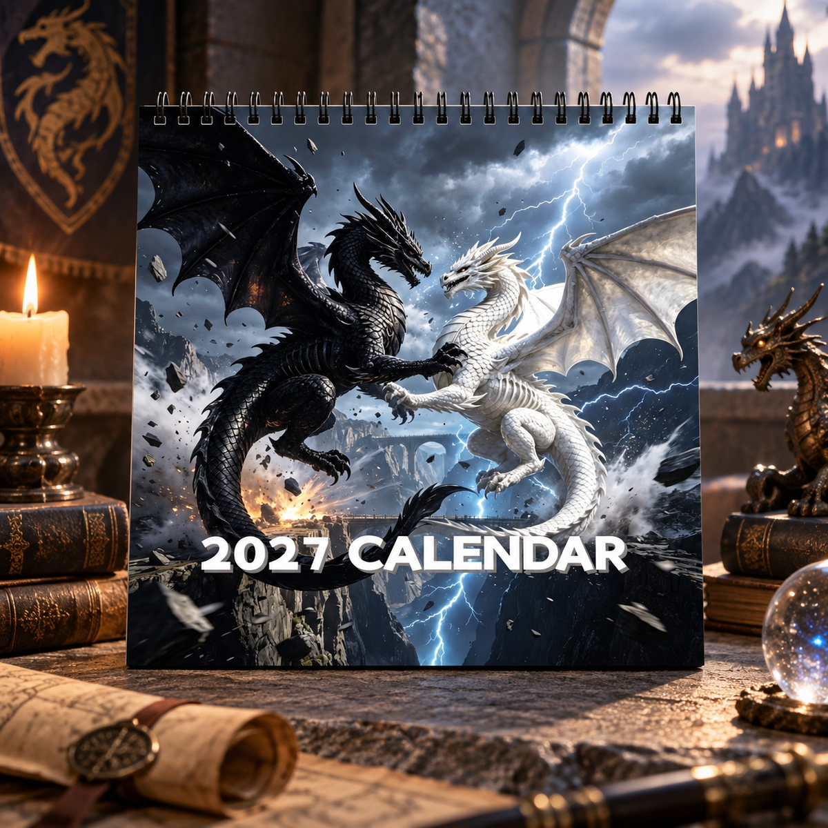 Dragons of a Higher World 2027 Wall Calendar – 12-Month Epic Fantasy Dragon Calendar, Mystical Legendary Art Hanging Planner for Dragon Lovers