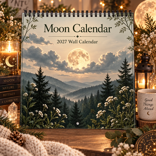 Moon Calendar 2027 Wall Calendar – 12-Month Mystical Moon Phase Calendar, Celestial Lunar Planner for Moon Lovers & Nature Enthusiasts