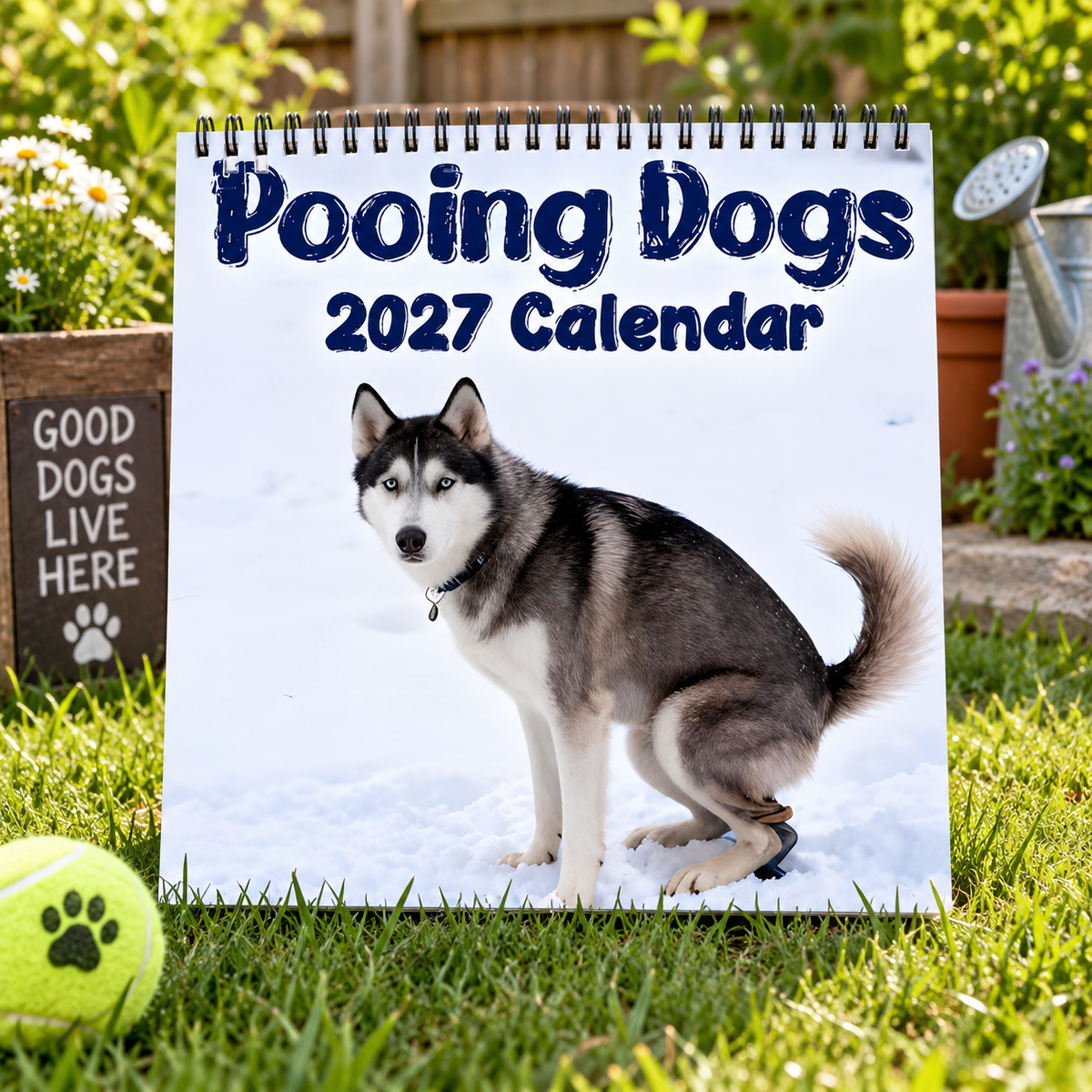 Pooing Dogs 2027 Wall Calendar – 12-Month Funny Dog Calendar, Hilarious Pooping Dog Scenes Hanging Planner for Dog Lovers & Gag Gift