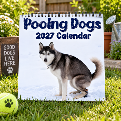 Pooing Dogs 2027 Wall Calendar – 12-Month Funny Dog Calendar, Hilarious Pooping Dog Scenes Hanging Planner for Dog Lovers & Gag Gift