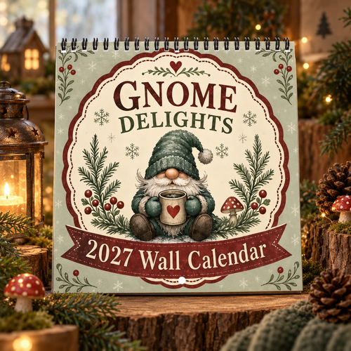 Gnome Delights 2027 Wall Calendar – 12-Month Forest Gnome Calendar, Woodland Magic Hanging Wall Planner for Gnome Lovers & Nature Enthusiasts