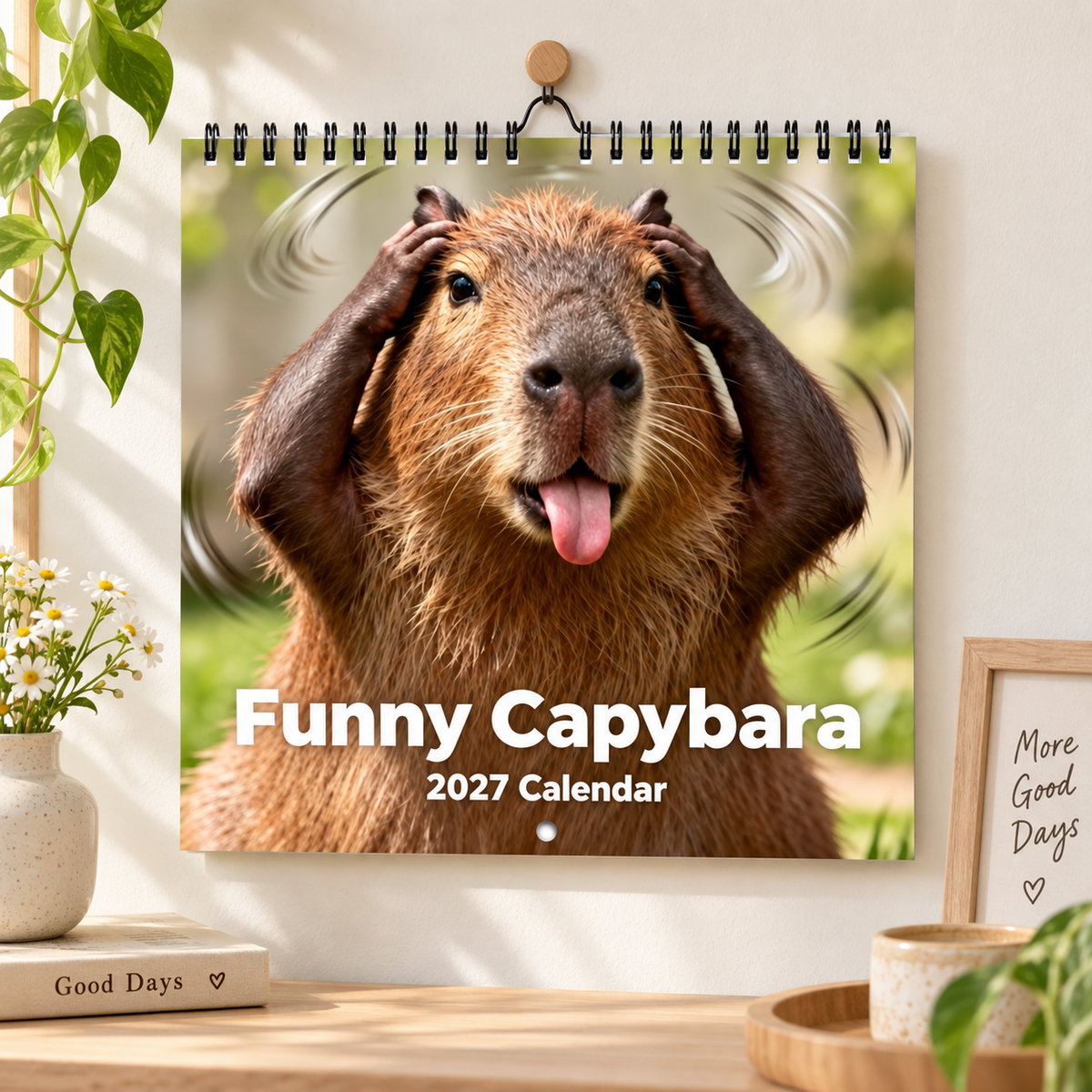 Funny Capybara 2027 Wall Calendar – 12-Month Cute & Playful Capybara Calendar, Spiral Hanging Wall Planner for Capybara Lovers & Nature Fans