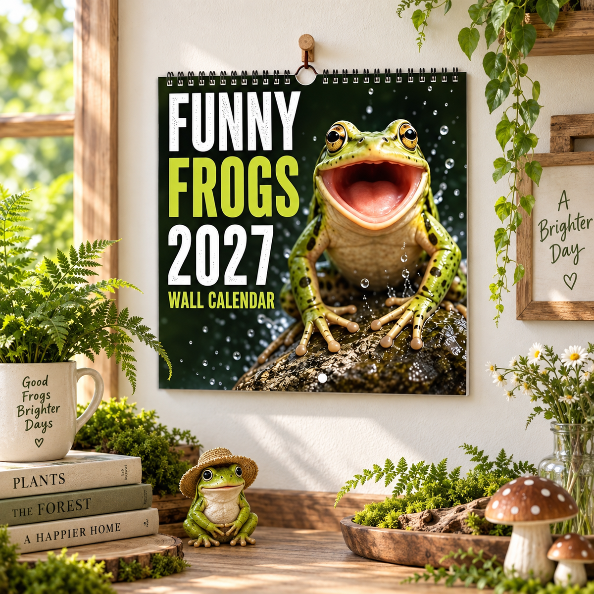 Funny Frogs 2027 Wall Calendar – Cute Humorous Frog Calendar, Quirky Amphibian Gift, Nature & Wildlife Decor