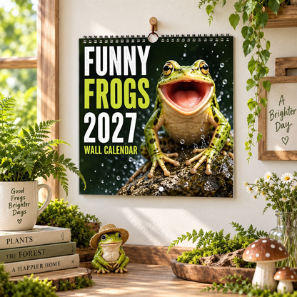 Funny Frogs 2027 Wall Calendar – Cute Humorous Frog Calendar, Quirky Amphibian Gift, Nature & Wildlife Decor
