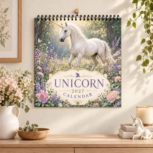 Mystical Unicorn 2027 Wall Calendar – 12-Month Fantasy Unicorn Calendar, Enchanted Flower Forest Hanging Planner for Fantasy, Unicorn & Home Decor Lovers