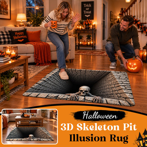Halloween 3D Skeleton Pit Illusion Rug