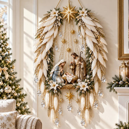 ✨Last Day 49% OFF✨✝️ Angel Wings Faith Nativity™ – Lighted Holy Birth Wall Decor