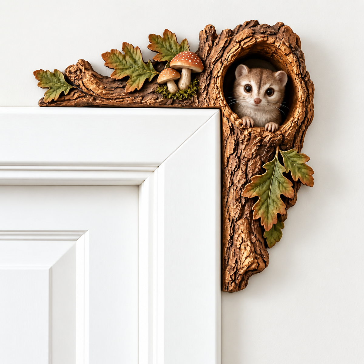 Woodland Animal Door Frame Corner Ornament, Cute Wooden Door Topper Decor