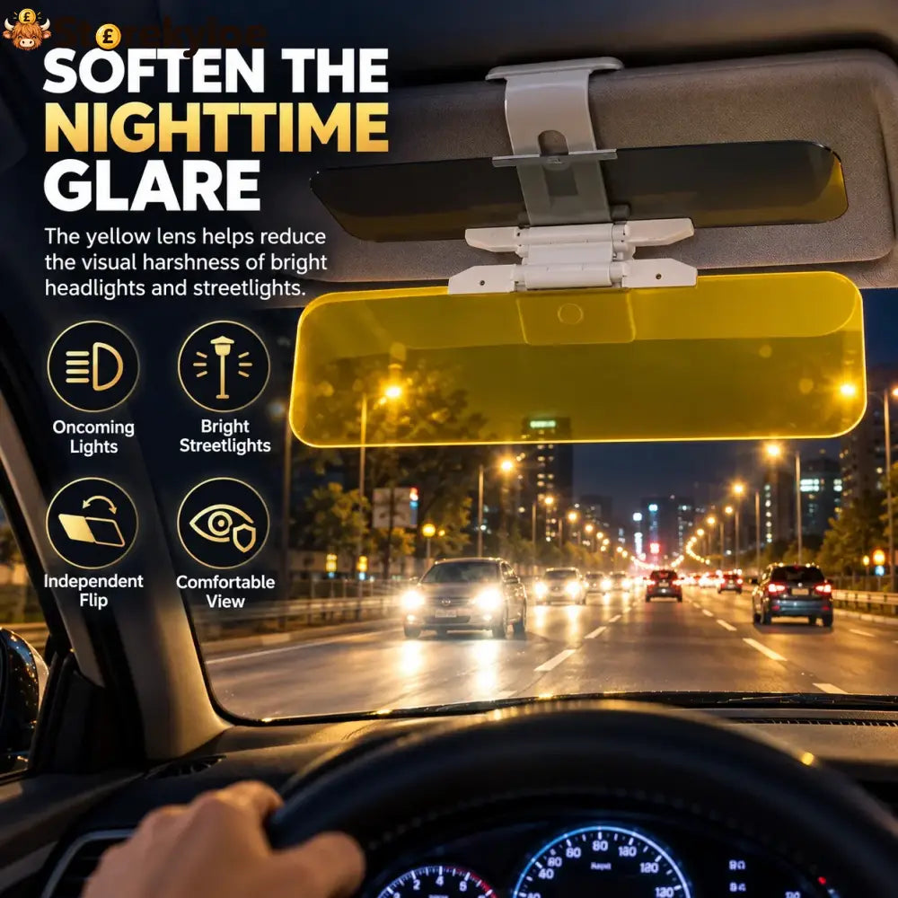 ☀️ 2-in-1 Day & Night Anti-Glare Car Visor Extender – Adjustable Dual-Lens Driving Shield - Buy 1 Get 1 Free