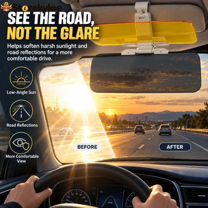 ☀️ 2-in-1 Day & Night Anti-Glare Car Visor Extender – Adjustable Dual-Lens Driving Shield - Buy 1 Get 1 Free