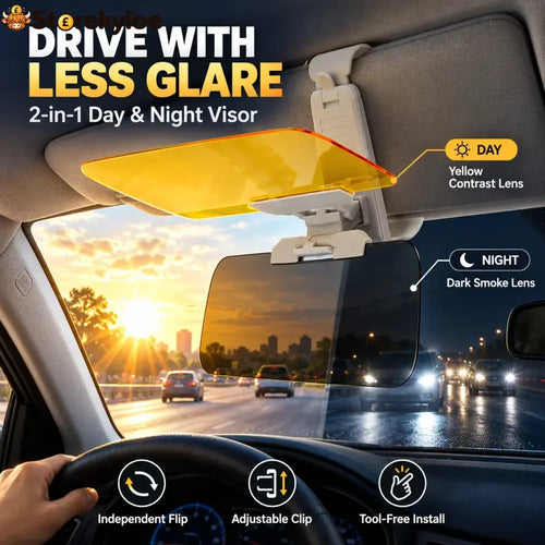 ☀️ 2-in-1 Day & Night Anti-Glare Car Visor Extender – Adjustable Dual-Lens Driving Shield - Buy 1 Get 1 Free