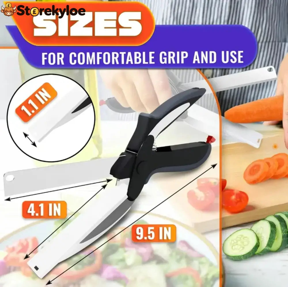 ✂️ 2 in 1 Kitchen Scissors for Food - Stainless Steel Cutting Board Scissors with Safety Lock
