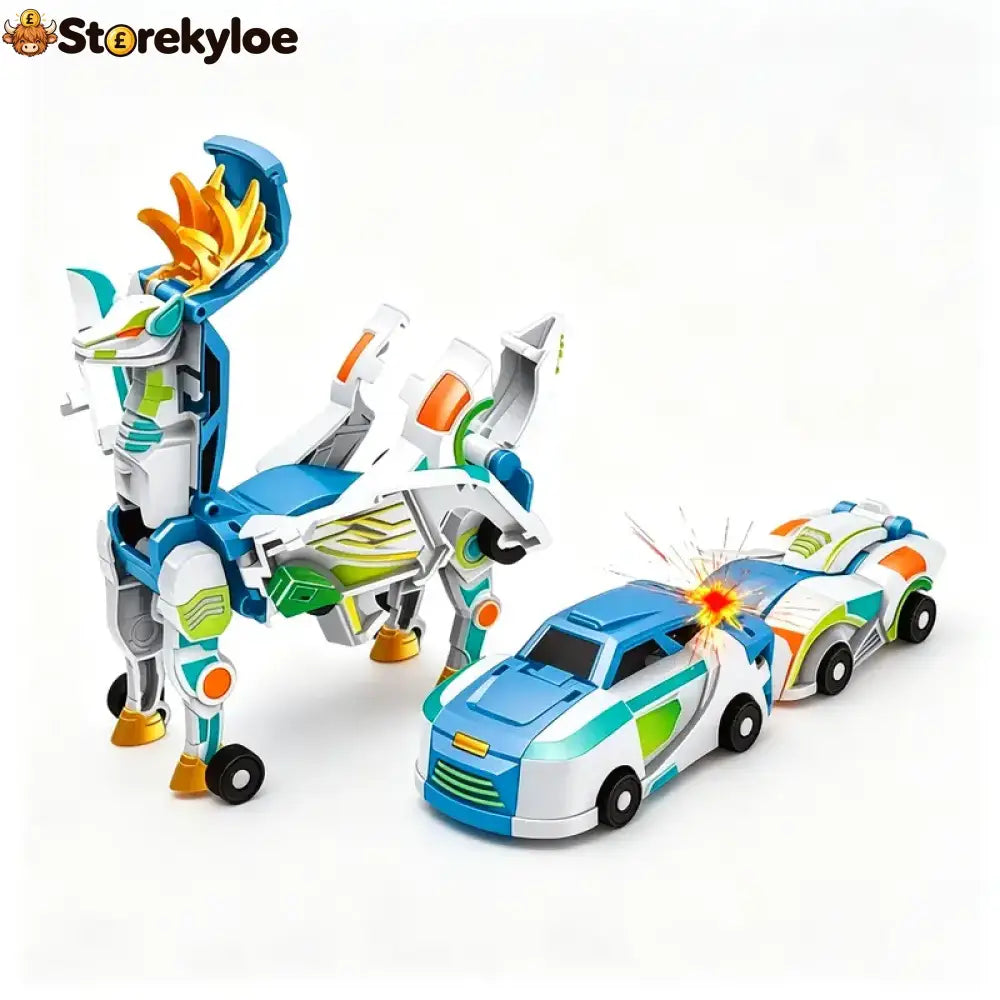 2-in-1 Magnetic Transforming Dragon Car Toy – Racing Car Set - Cyber Blue Deer