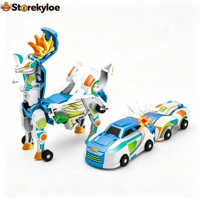 2-in-1 Magnetic Transforming Dragon Car Toy – Racing Car Set - Cyber Blue Deer