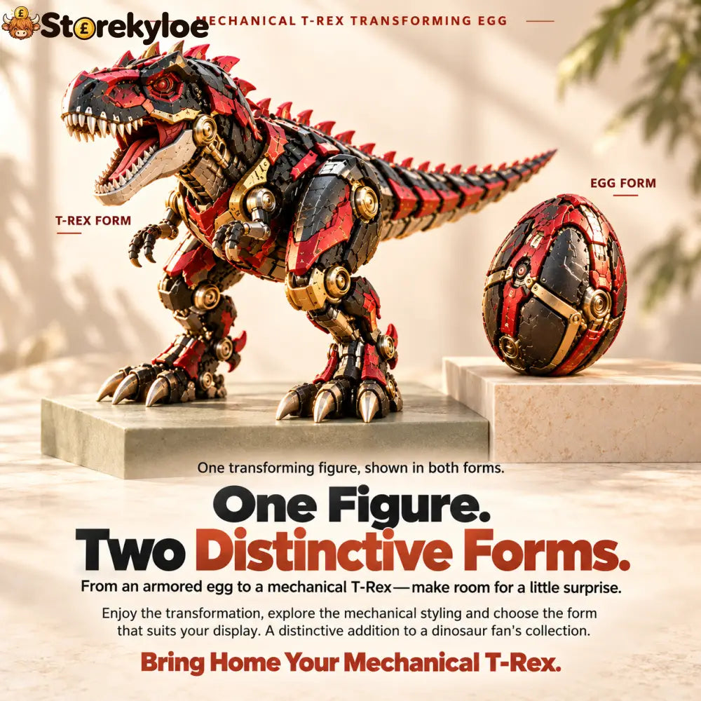 🦖 2-in-1 Mechanical T-Rex Egg – Transforming Dinosaur Figure with Armored Details & a Surprise Reveal🔥