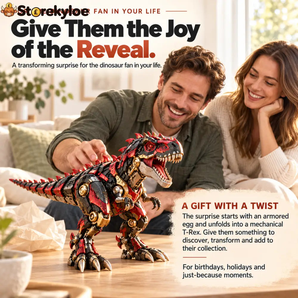 🦖 2-in-1 Mechanical T-Rex Egg – Transforming Dinosaur Figure with Armored Details & a Surprise Reveal🔥