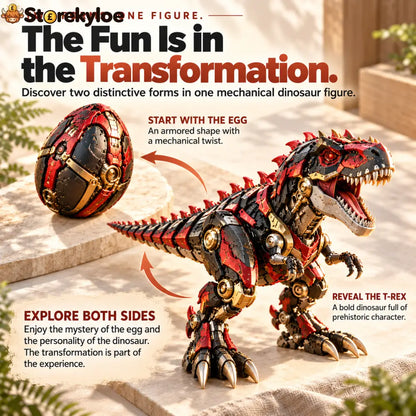 🦖 2-in-1 Mechanical T-Rex Egg – Transforming Dinosaur Figure with Armored Details & a Surprise Reveal🔥