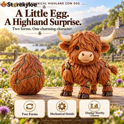 🐦‍🔥 2-in-1 Transforming Mechanical Phoenix Egg – Winged Fantasy Figure - 🐂 Highland Cow Egg