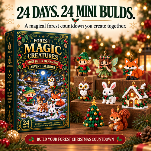 ⏳ Last day to save 49% – 🎄 24‑Day Forest Magic Creatures Ornament Advent Calendar | 24 collectible buildable forest fantasy brick decorations with hangers—perfect for holiday wreaths, mantel styling and Christmas tree trimming 🧝
