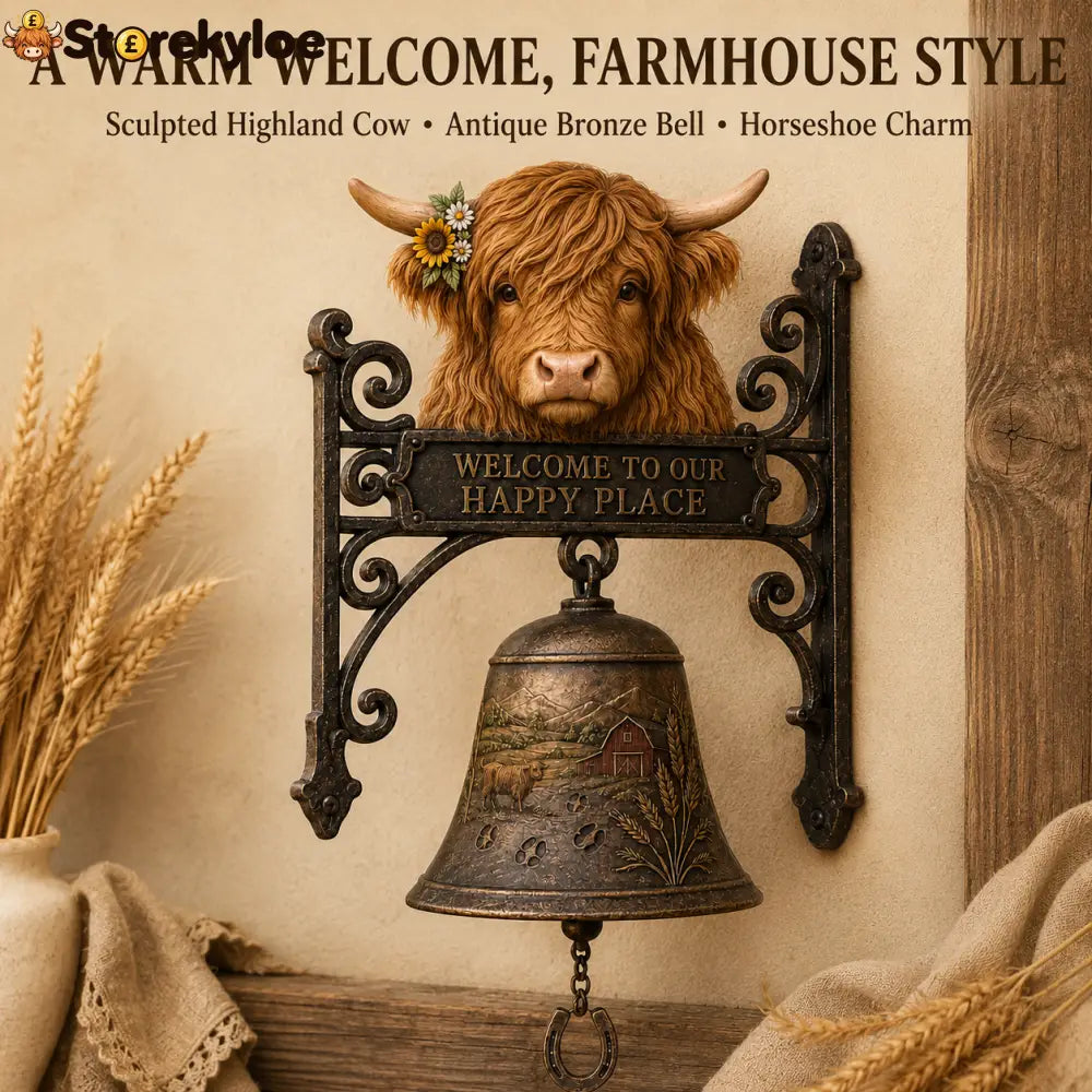 🎅 2026 Christmas Gift 50% Off--🐂Highland Cow Farmhouse Welcome Bell🔔