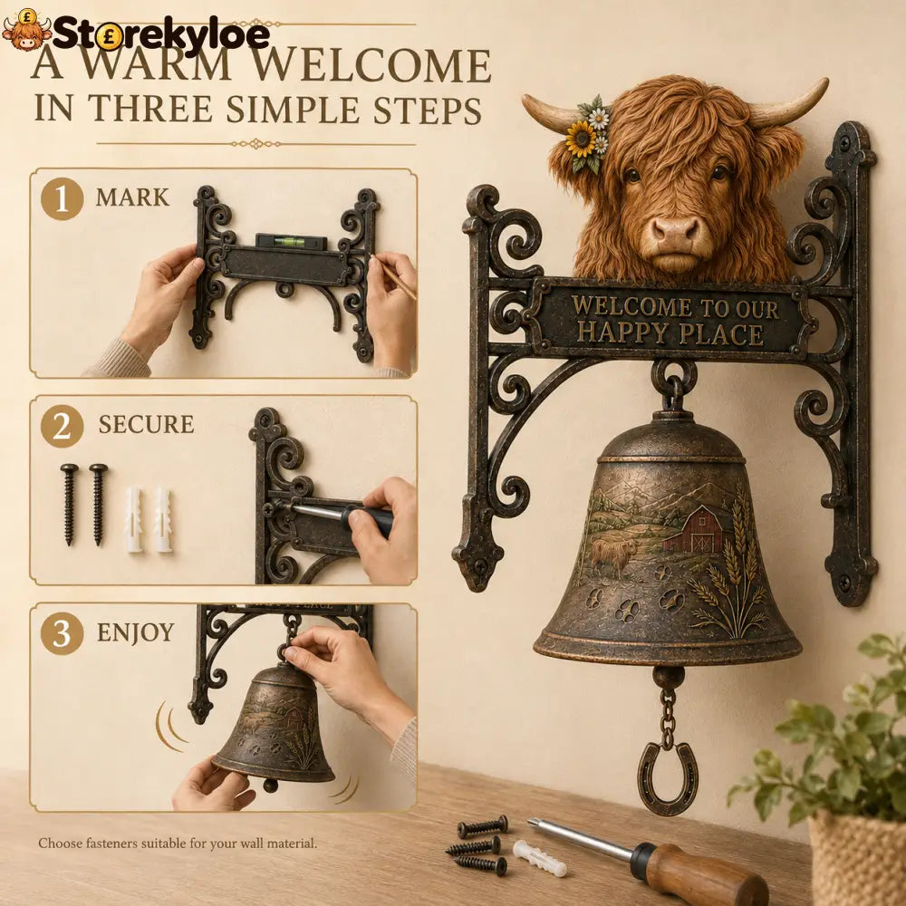 🎅 2026 Christmas Gift 50% Off--🐂Highland Cow Farmhouse Welcome Bell🔔