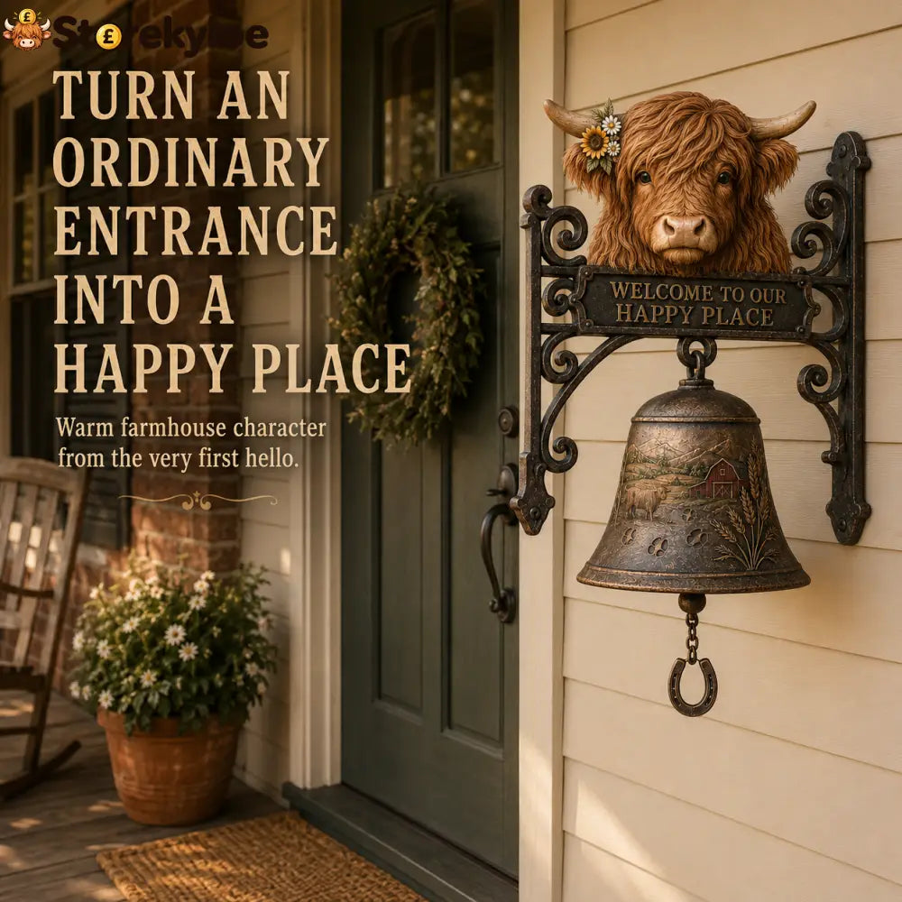 🎅 2026 Christmas Gift 50% Off--🐂Highland Cow Farmhouse Welcome Bell🔔
