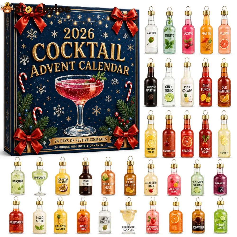 🎄 2026 Cocktail Advent Calendar – 24 Mini Cocktail Bottle Ornaments Blind Box 🍸 - N
