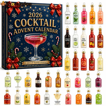 🎄 2026 Cocktail Advent Calendar – 24 Mini Cocktail Bottle Ornaments Blind Box 🍸 - N